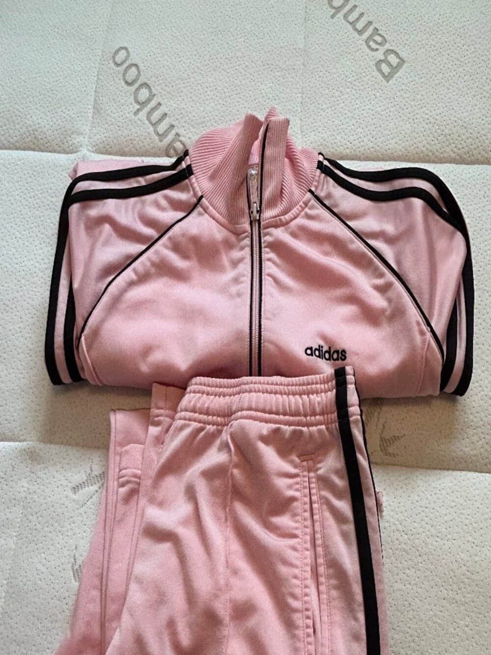 Adidas Women's 2 Piece Pink & Black Track/Sweat Suit Set Size S